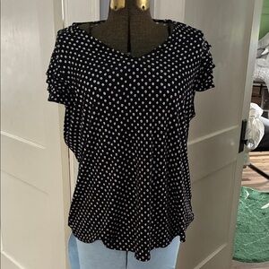 Adrianna Papell Black and White Polka Dot Blouse